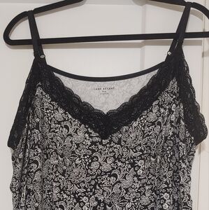Lane Bryant Black and White Camisole Top with Lace Trim